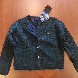 Catimini Emerald Green Girls Mohair Cardigan Polka Dot Lined 5 Yrs Nwt